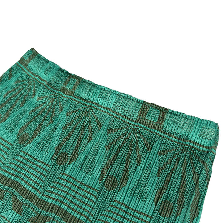 極美品▲PLEATS PLEASE プリーツプリーズ イッセイミヤケ PP61-JG674 幾何学模様 スカート グリーン 1 日本製 正規品 レディース