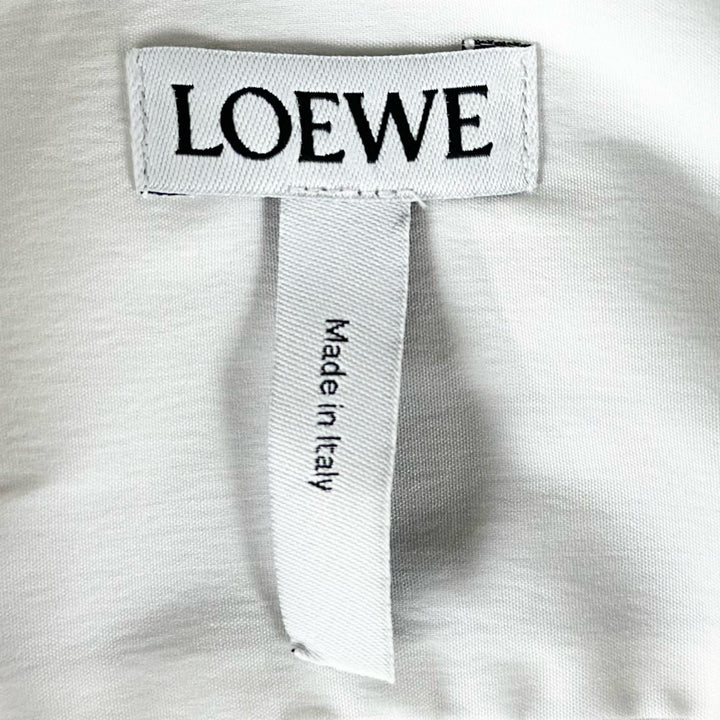 美品▲LOEWE ロエベ D216981UNI コットン フライフロント ドレスシャツ 長袖シャツ ホワイト 34 イタリア製 正規品 レディース