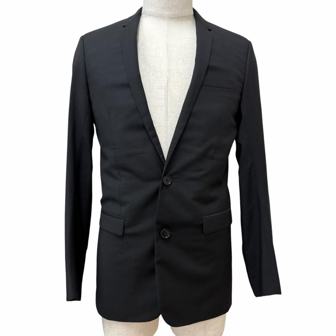 美品□Dior HOMME ディオールオム 003C207A0559 ナローラペル シングル テーラードジャケット ブラック 44 イタリア製 正規品 メンズ　