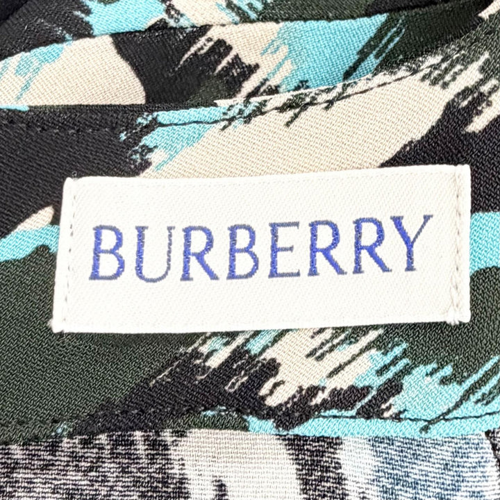 未使用品△BURBERRY バーバリー 80774681 カモフラージュ柄 長袖 クルーネック ドレス ワンピース カーキ ブルー ブラック 36 正規品