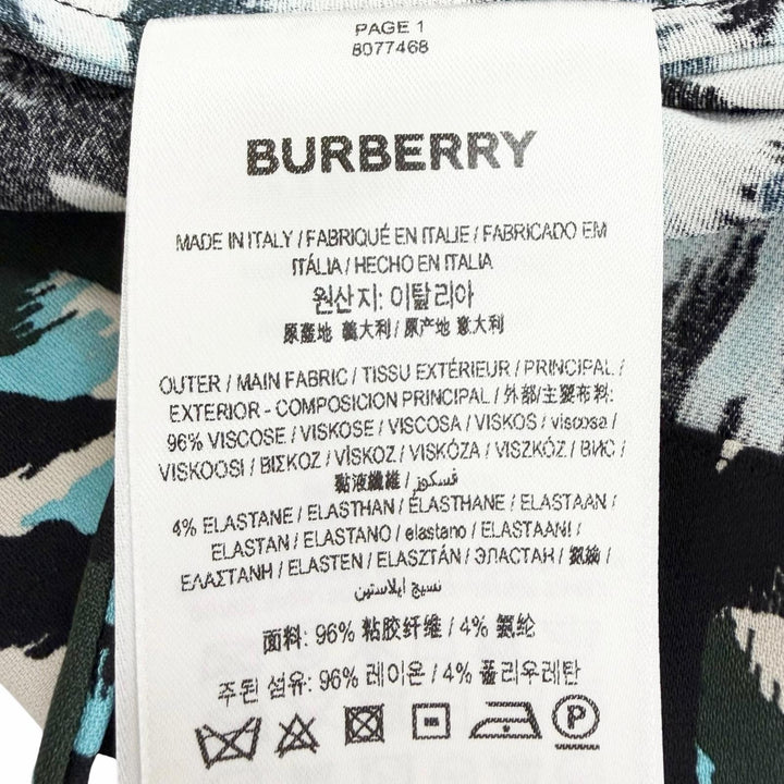 未使用品△BURBERRY バーバリー 80774681 カモフラージュ柄 長袖 クルーネック ドレス ワンピース カーキ ブルー ブラック 36 正規品