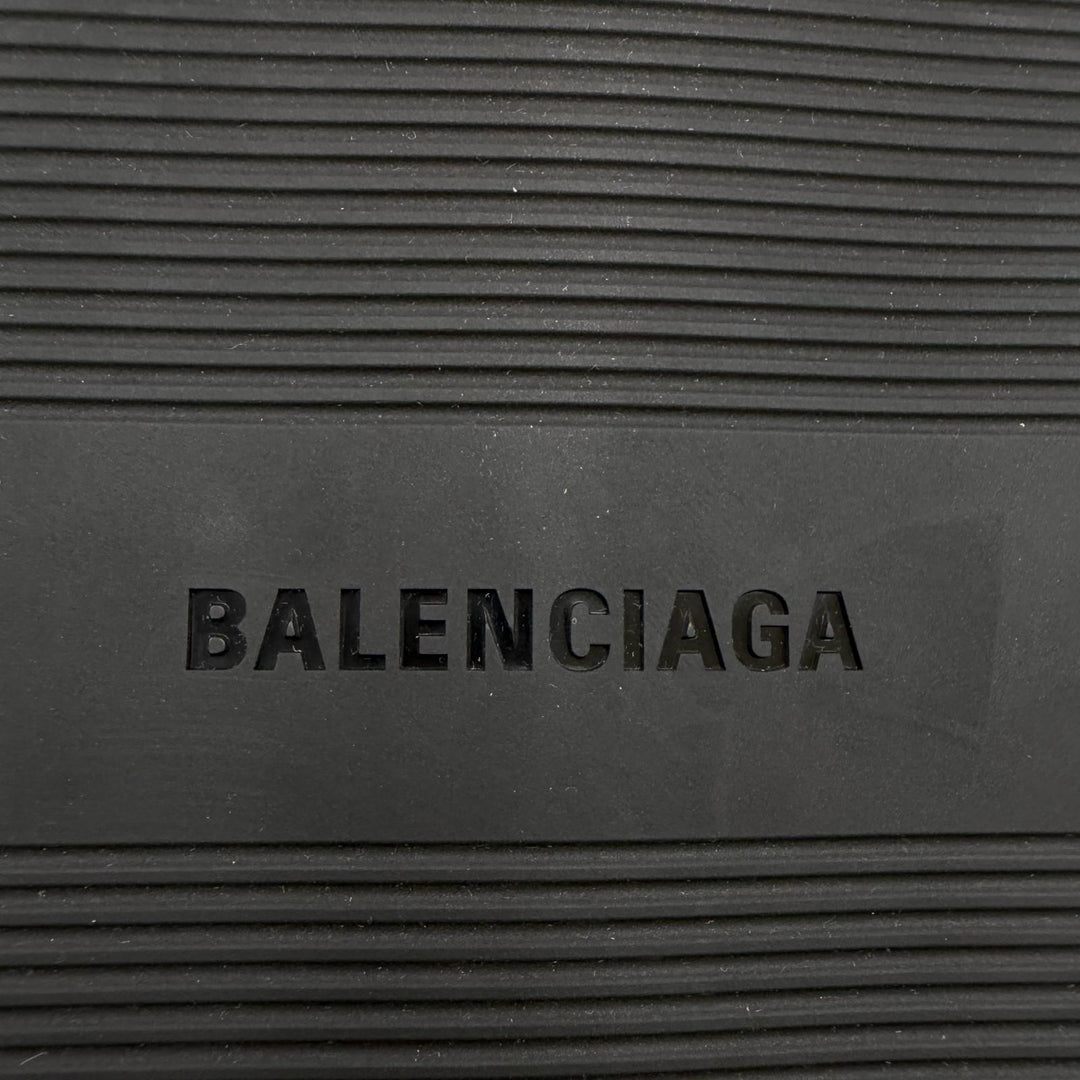 未使用品▼BALENCIAGA バレンシアガ 828478 SUNSET FLAT BB レザー サンセットフラットサンダル ブラック シルバー金具 42 箱・保存袋付