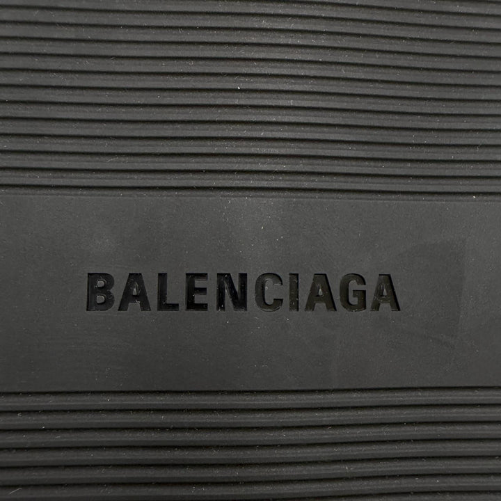 未使用品▼BALENCIAGA バレンシアガ 828478 SUNSET FLAT BB レザー サンセットフラットサンダル ブラック シルバー金具 42 箱・保存袋付