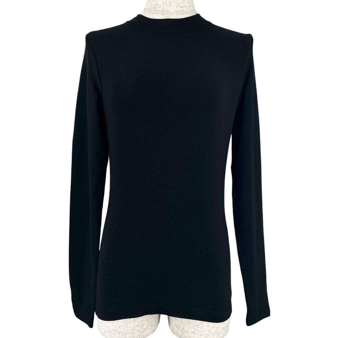 未使用品▲BALENCIAGA バレンシアガ 24SS 773285 コットン モックネック 長袖Ｔシャツ ブラック S ポルトガル製 正規品 レディース