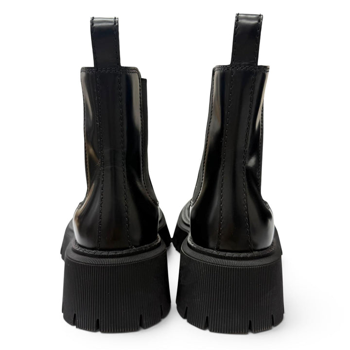 美品□BALENCIAGA バレンシアガ 641399 TRACTOR BOOTIE レザー サイドゴア チェルシーブーツ 黒 35 イタリア製 レディース 保存袋付き