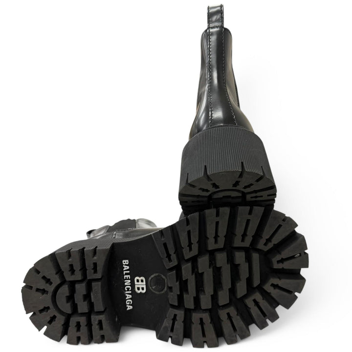 美品□BALENCIAGA バレンシアガ 641399 TRACTOR BOOTIE レザー サイドゴア チェルシーブーツ 黒 35 イタリア製 レディース 保存袋付き