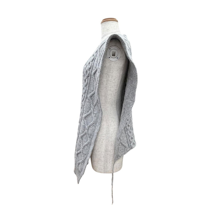 極美品△Maison Margiela 1 メゾンマルジェラ1 21AW S51TH0085 4ステッチ Vネック ケーブル編み ポンチョ ニットベスト グレー S 正規品