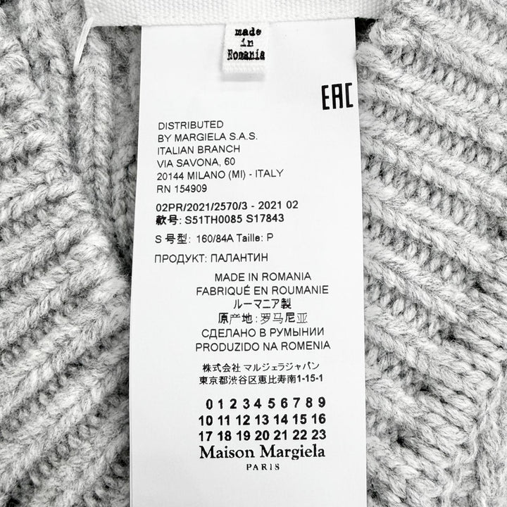 極美品△Maison Margiela 1 メゾンマルジェラ1 21AW S51TH0085 4ステッチ Vネック ケーブル編み ポンチョ ニットベスト グレー S 正規品
