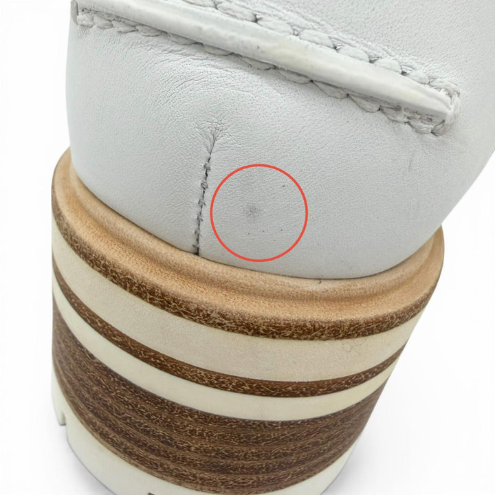 未使用品☆HERMES エルメス BR241141Z アイビー モカシン レザー ローファー ホワイト 36.5 イタリア製 レディース 箱・保存袋付き