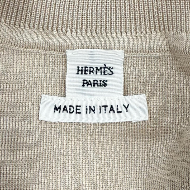 未使用品★HERMES エルメス 24AW 4H2689DA カシミヤ シルク混 エクスリブリス 半袖ニット ベージュ 38 イタリア製 正規品 箱付き