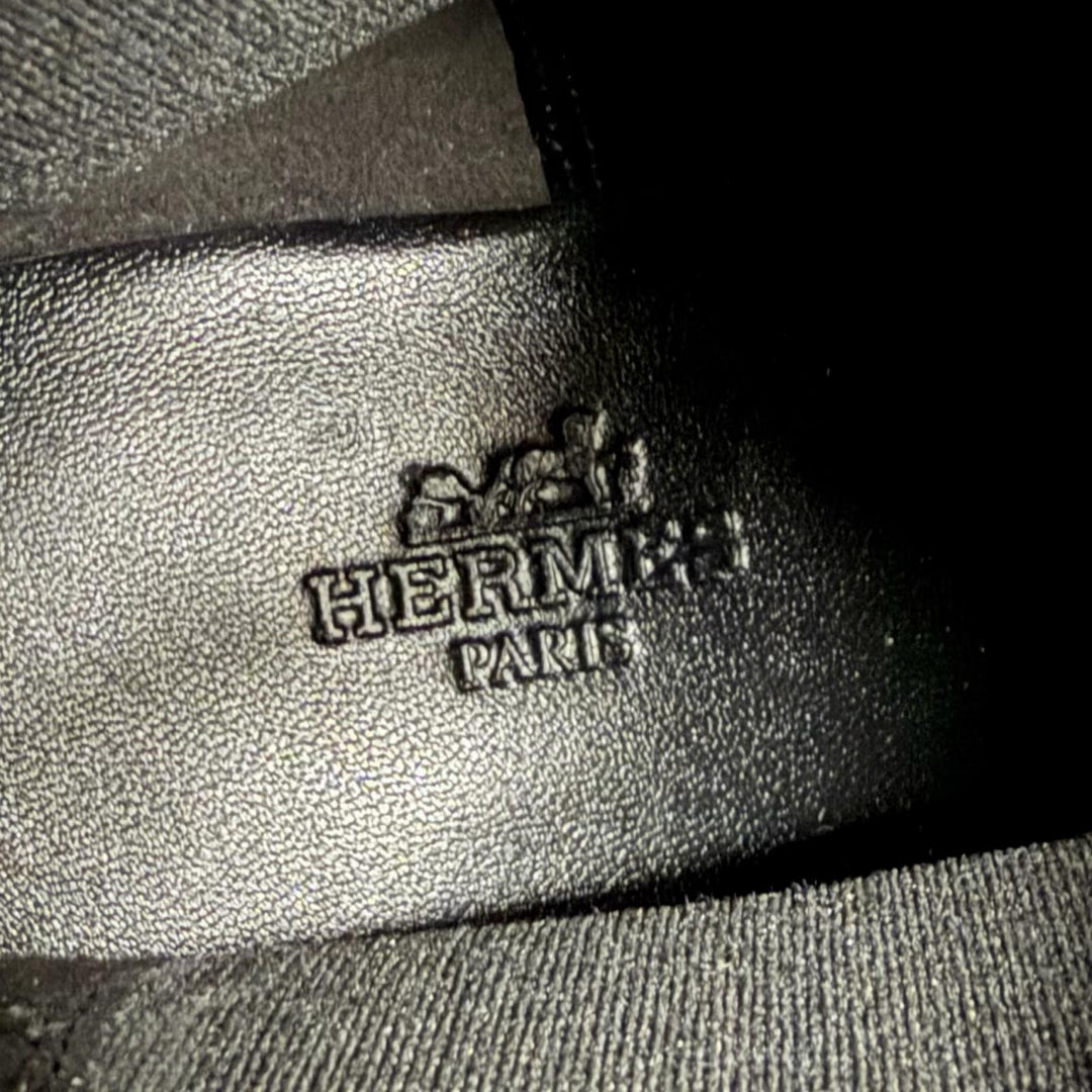 未使用品★HERMES エルメス リンゼイ 70 ストレートチップ サイドゴア チャンキーヒール レザー ショートブーツ ブラック 36 箱・袋付
