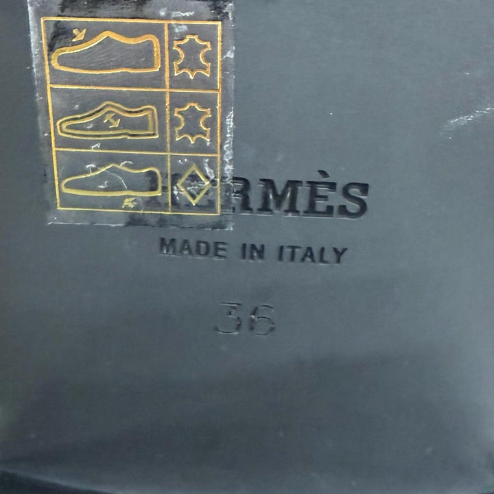 未使用品★HERMES エルメス リンゼイ 70 ストレートチップ サイドゴア チャンキーヒール レザー ショートブーツ ブラック 36 箱・袋付