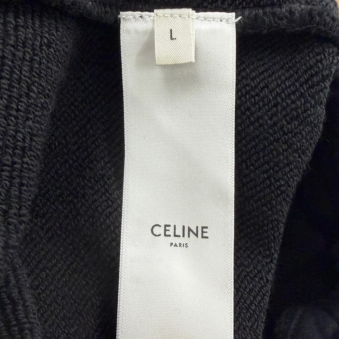極美品▼CELINE セリーヌ 25SS RP04G0N60.38AW カシミヤ混 トリオンフ刺繍 スウェットパンツ ジョギングパンツ パンツ ブラック L 正規品