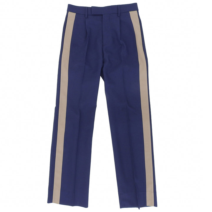 極美品▲GUCCI グッチ 762069 ZAPAI サイドライン ジッパーフライ スラックス フルイドドリル パンツ ネイビー 44 伊製 正規品 メンズ