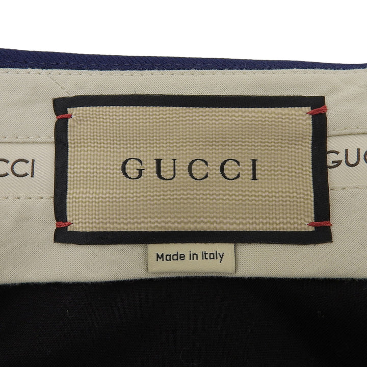 極美品▲GUCCI グッチ 762069 ZAPAI サイドライン ジッパーフライ スラックス フルイドドリル パンツ ネイビー 44 伊製 正規品 メンズ
