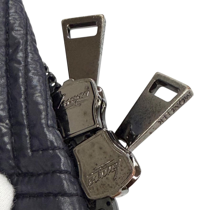 美品△MONCLER モンクレール FULMARUS フルマラス ロゴワッペン ファー フード付き ダウンコート ネイビー 1 正規品 ハンガー付き