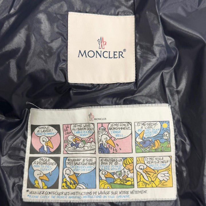 美品△MONCLER モンクレール FULMARUS フルマラス ロゴワッペン ファー フード付き ダウンコート ネイビー 1 正規品 ハンガー付き