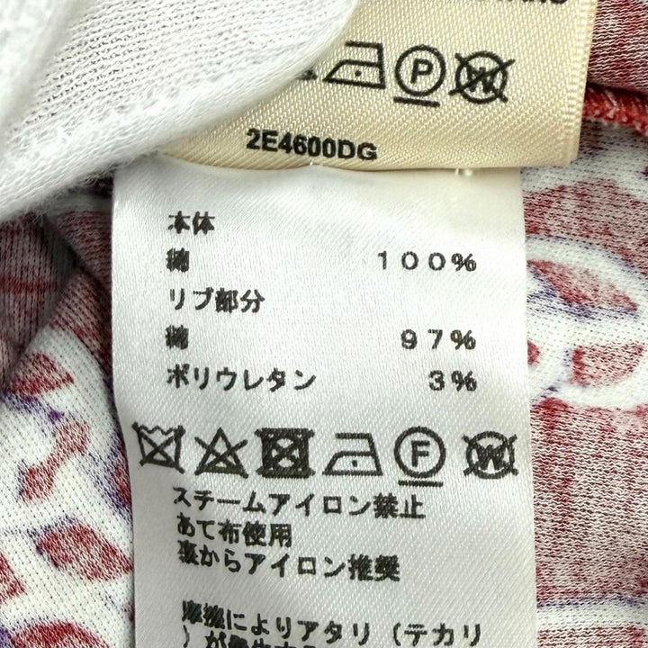 極美品★HERMES エルメス 22SS 2E4600DG コットン100% クリティケス 総柄 クルーネック 半袖Ｔシャツ レッド系 36 フランス製 正規品