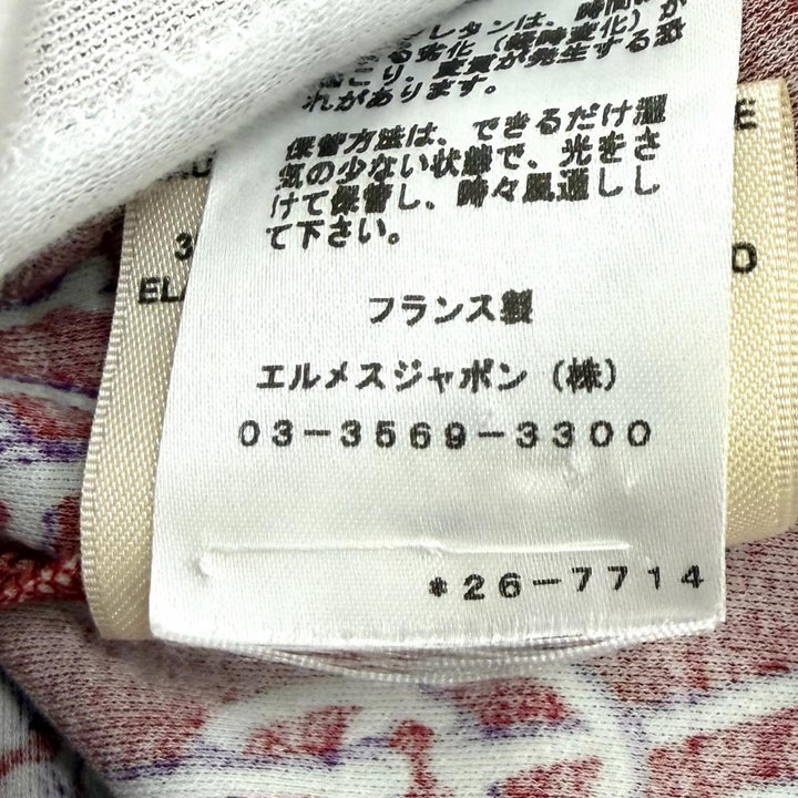 極美品★HERMES エルメス 22SS 2E4600DG コットン100% クリティケス 総柄 クルーネック 半袖Ｔシャツ レッド系 36 フランス製 正規品