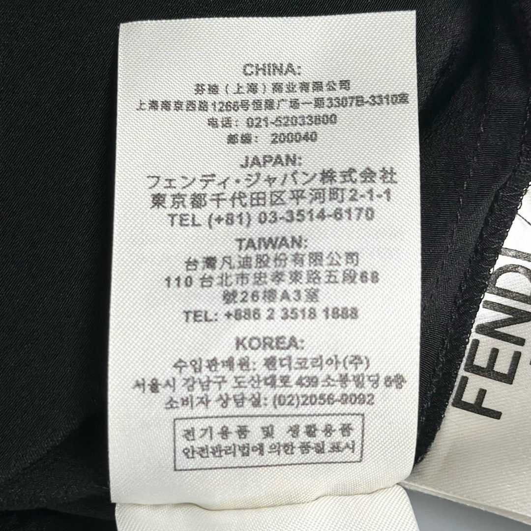 極美品▲FENDI フェンディ FS7267 YB5 シルク100％ FFロゴ ズッカ柄 サイドスリット カットソー ブラック 38 正規品 レディース