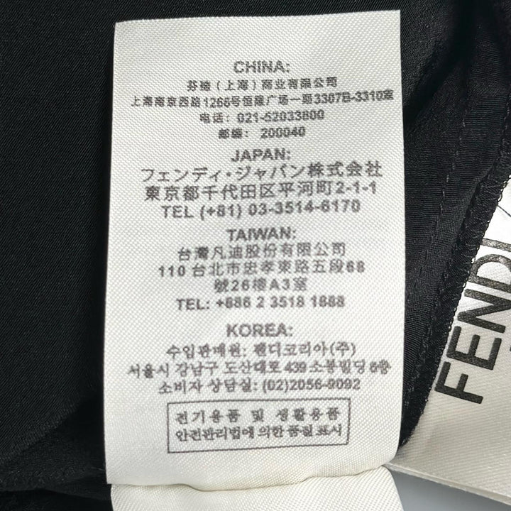 極美品▲FENDI フェンディ FS7267 YB5 シルク100％ FFロゴ ズッカ柄 サイドスリット カットソー ブラック 38 正規品 レディース