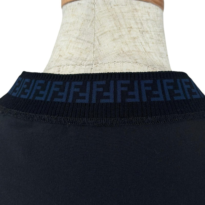極美品▲FENDI フェンディ FS7267 YB5 シルク100％ FFロゴ ズッカ柄 サイドスリット カットソー ブラック 38 正規品 レディース