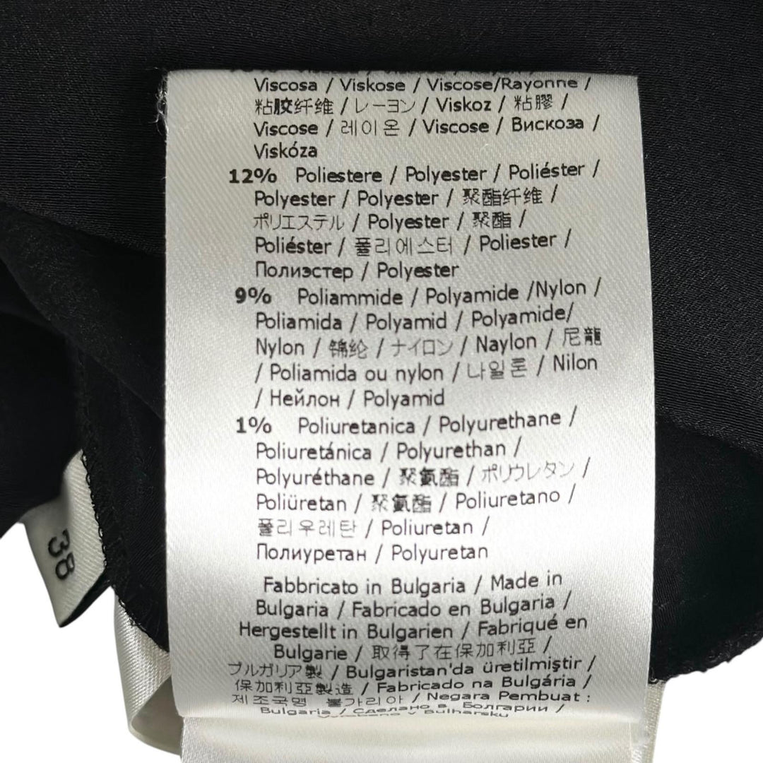 極美品▲FENDI フェンディ FS7267 YB5 シルク100％ FFロゴ ズッカ柄 サイドスリット カットソー ブラック 38 正規品 レディース