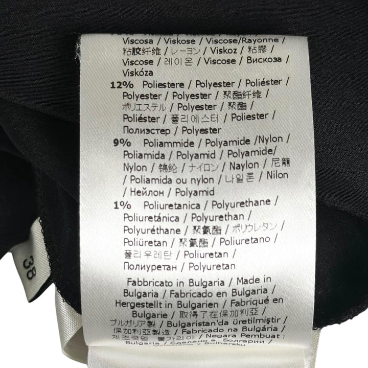 極美品▲FENDI フェンディ FS7267 YB5 シルク100％ FFロゴ ズッカ柄 サイドスリット カットソー ブラック 38 正規品 レディース