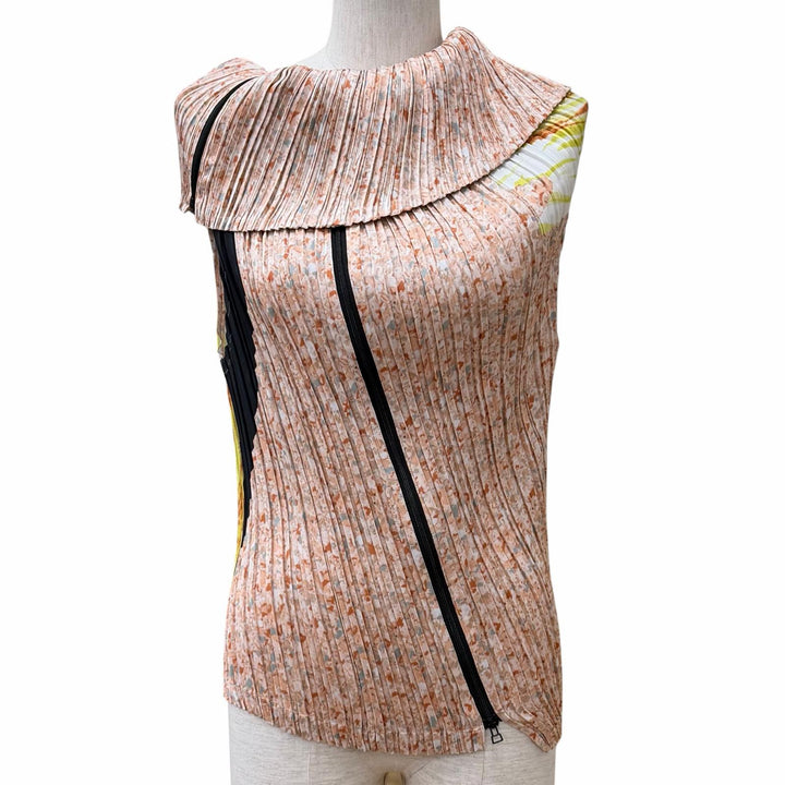 極美品★ISSEY MIYAKE イッセイミヤケ 23SS IM31FJ681 TANGIBLE PLEATS 総柄 ZIP UP トップス マルチ 2 日本製 正規品 レディース