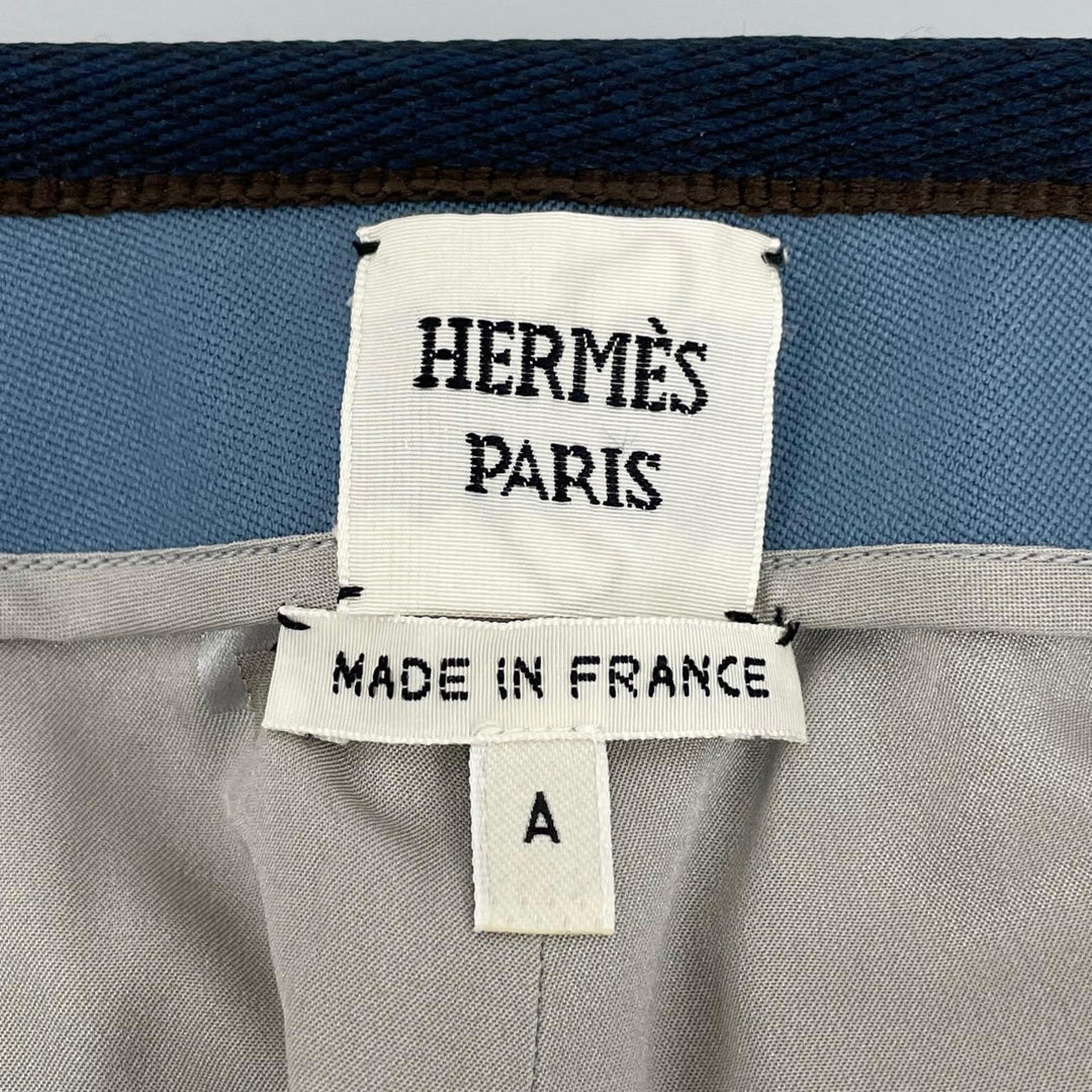 極美品▲HERMES エルメス ウール センタープレス テーパードパンツ スラックス ブルー 36 フランス製 正規品 レディース