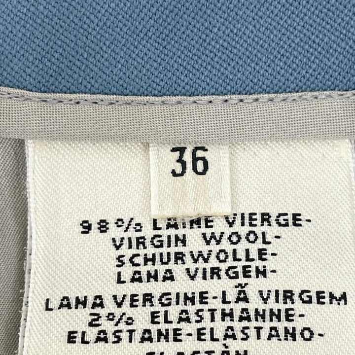 極美品▲HERMES エルメス ウール センタープレス テーパードパンツ スラックス ブルー 36 フランス製 正規品 レディース