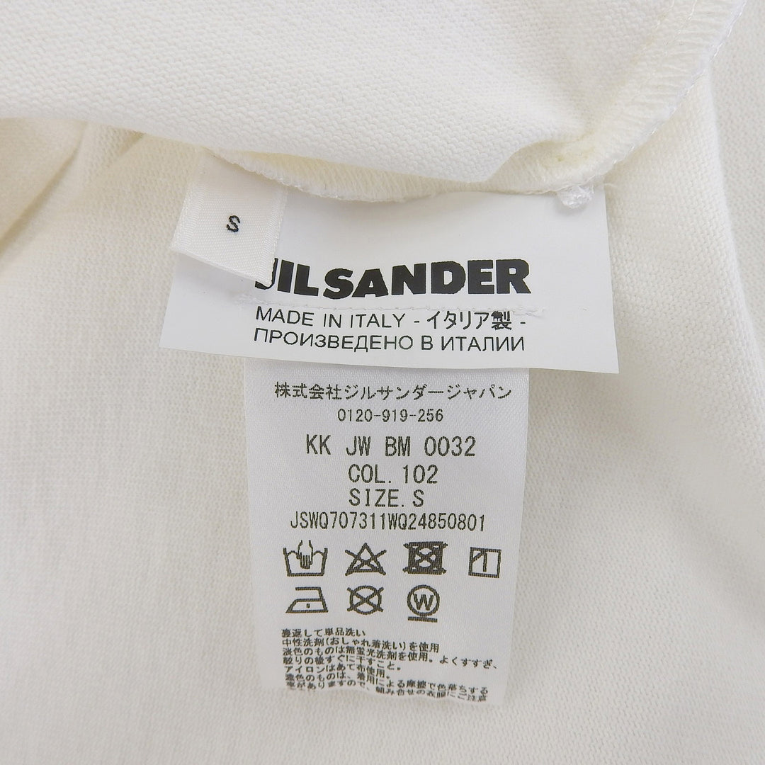 極美品▲JIL SANDER ジルサンダー JSWQ707311 コットン100％ マクラメ編みつけ襟付き トップス ホワイト S イタリア製 正規品 レディース