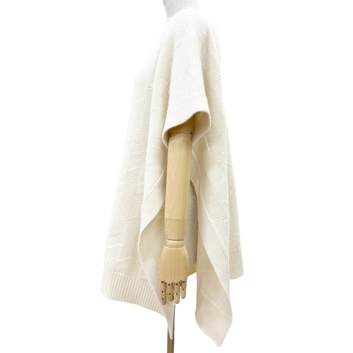 未使用品△HERMES エルメス 24AW 4H2904D3 バージンウール100％ Hモチーフ ニット ポンチョ アイボリー 34 イタリア製 レディース