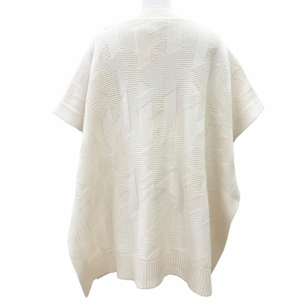 未使用品△HERMES エルメス 24AW 4H2904D3 バージンウール100％ Hモチーフ ニット ポンチョ アイボリー 34 イタリア製 レディース