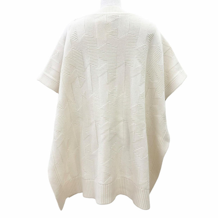 未使用品△HERMES エルメス 24AW 4H2904D3 バージンウール100％ Hモチーフ ニット ポンチョ アイボリー 34 イタリア製 レディース