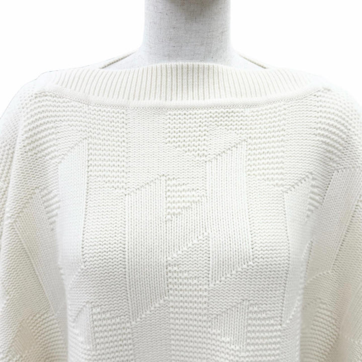 未使用品△HERMES エルメス 24AW 4H2904D3 バージンウール100％ Hモチーフ ニット ポンチョ アイボリー 34 イタリア製 レディース