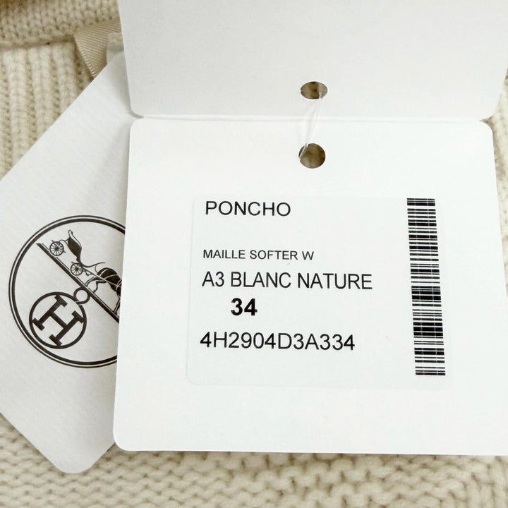 未使用品△HERMES エルメス 24AW 4H2904D3 バージンウール100％ Hモチーフ ニット ポンチョ アイボリー 34 イタリア製 レディース