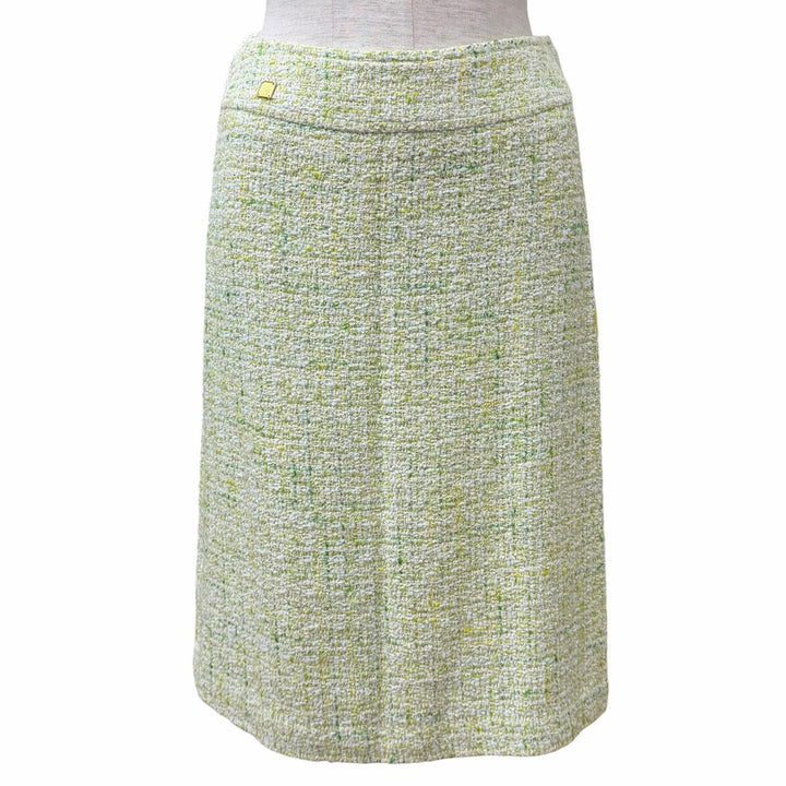極美品★LEONARD FASHION レオナール ファッション ロゴボタン付 ツイード ジャケット＋スカート セットアップ JK:38 SK:64-91 正規品