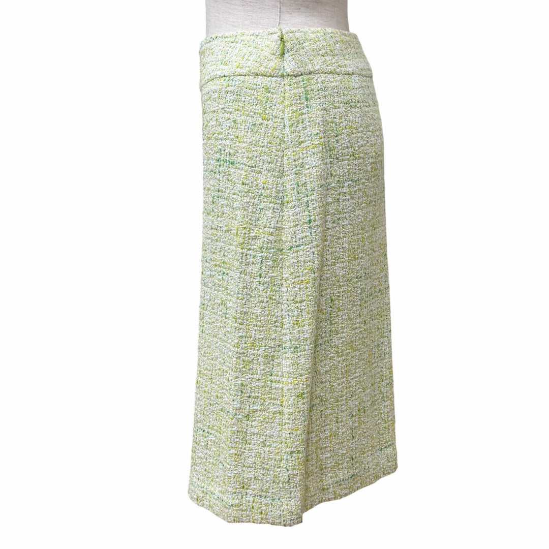 極美品★LEONARD FASHION レオナール ファッション ロゴボタン付 ツイード ジャケット＋スカート セットアップ JK:38 SK:64-91 正規品