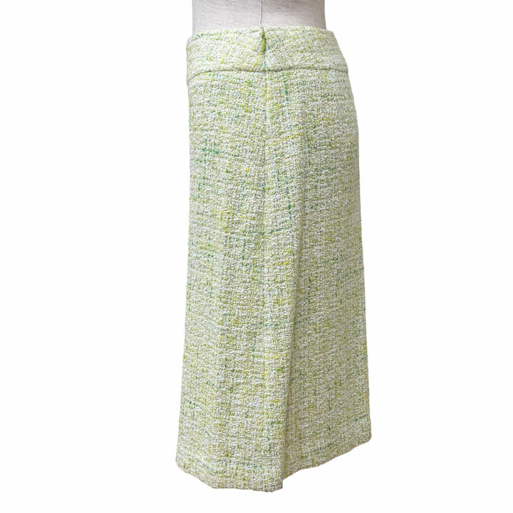極美品★LEONARD FASHION レオナール ファッション ロゴボタン付 ツイード ジャケット＋スカート セットアップ JK:38 SK:64-91 正規品