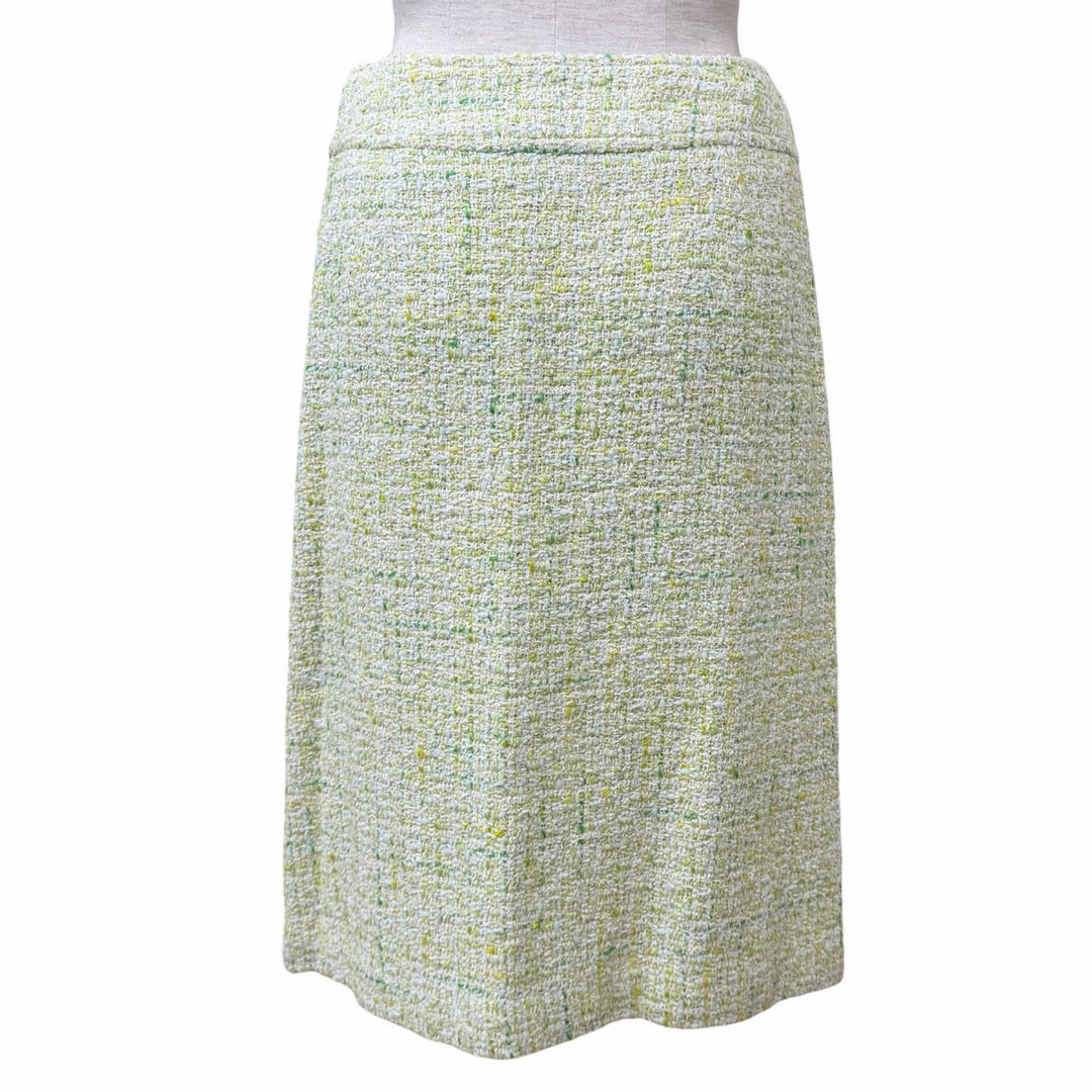 極美品★LEONARD FASHION レオナール ファッション ロゴボタン付 ツイード ジャケット＋スカート セットアップ JK:38 SK:64-91 正規品