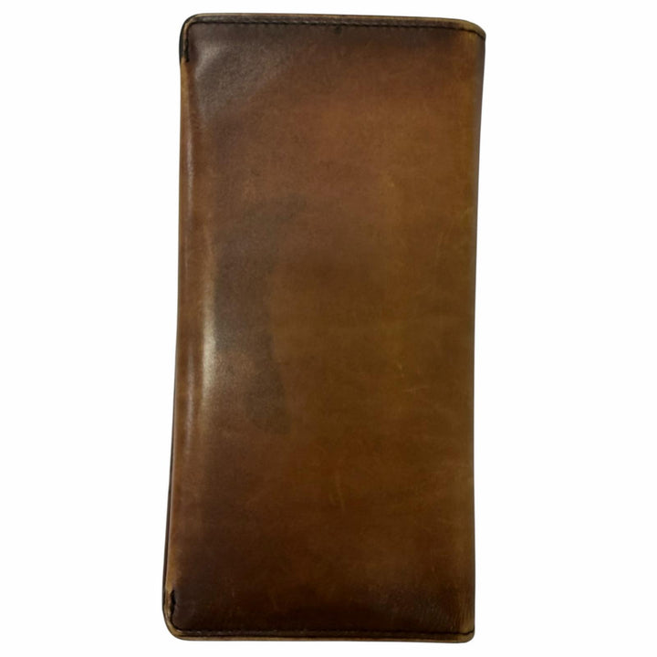 良品□BERLUTI ベルルッティ エスパス エン レザー スクリット カリグラフィ 札入れ 長財布 ロングウォレット 茶 イタリア製 メンズ