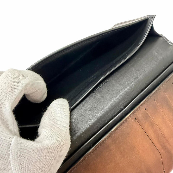 良品□BERLUTI ベルルッティ エスパス エン レザー スクリット カリグラフィ 札入れ 長財布 ロングウォレット 茶 イタリア製 メンズ