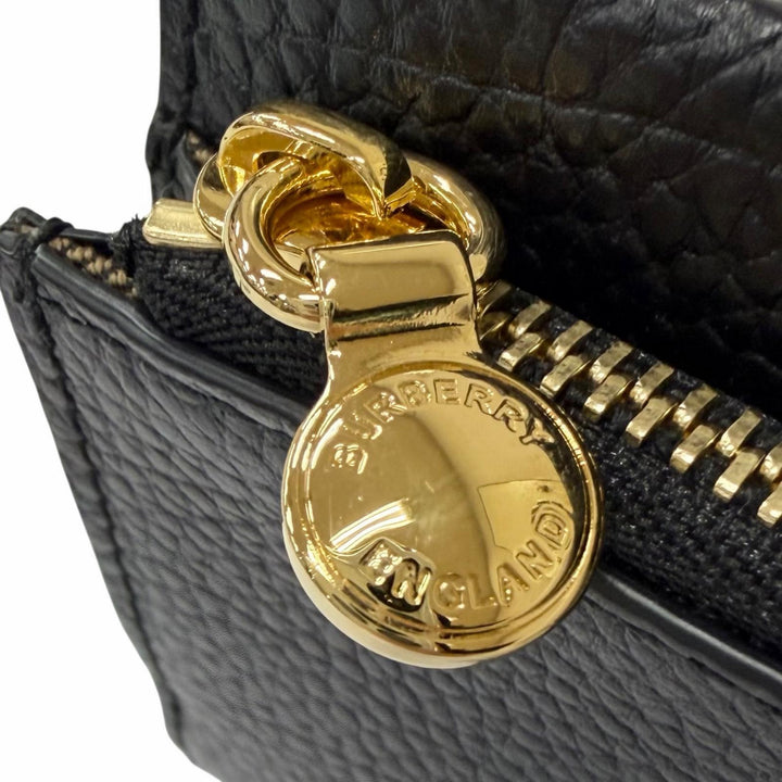 未使用品□BURBERRY バーバリー レザー 裏地チェック柄 コインケース カードケース 小銭入れ ブラック イタリア製 メンズ 保存袋付き