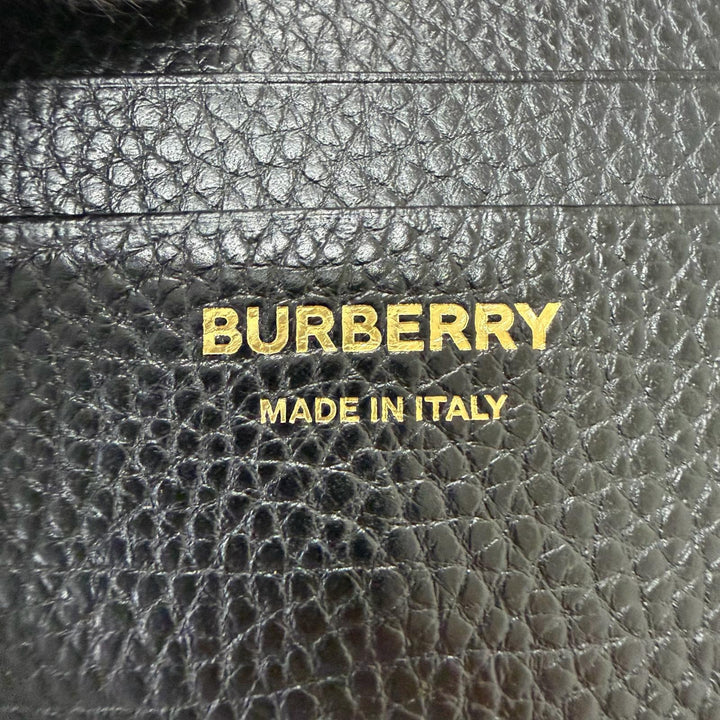 未使用品□BURBERRY バーバリー レザー 裏地チェック柄 コインケース カードケース 小銭入れ ブラック イタリア製 メンズ 保存袋付き