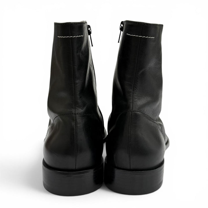 極美品★MM6 Maison Margiela エムエムシックス メゾンマルジェラ 25AW SH1WU0011 レザー アンクルブーツ ブラック 44 イタリア製 メンズ