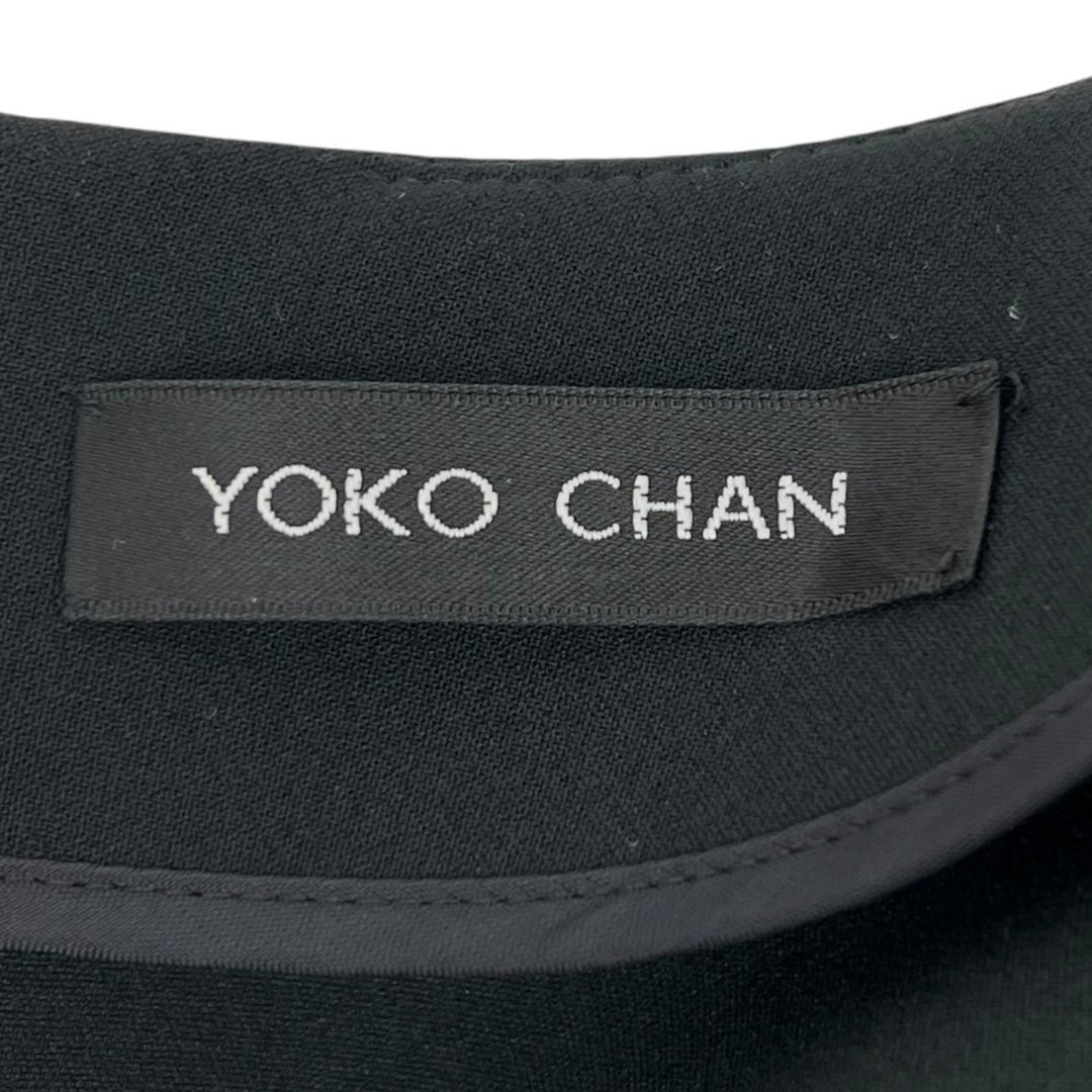 極美品▲YOKO CHAN ヨーコチャン YCD-318-401 フェイクパール フレアスリーブ ワンピース ブラック 38 日本製 正規品 レディース