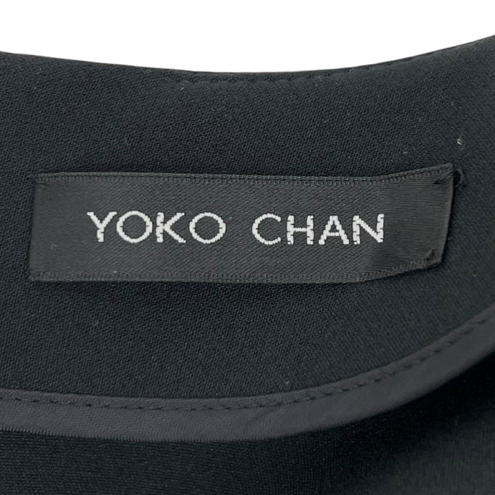 極美品▲YOKO CHAN ヨーコチャン YCD-318-401 フェイクパール フレアスリーブ ワンピース ブラック 38 日本製 正規品 レディース