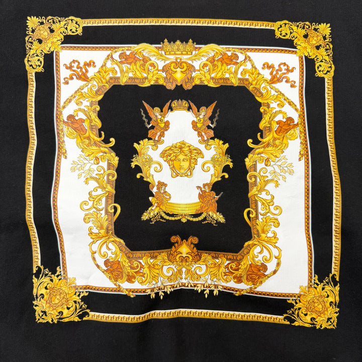 極美品□VERSACE ヴェルサーチ 2022年製 メデューサ アームロゴプリント 長袖 トレーナー スウェットシャツ ブラック L 正規品 メンズ