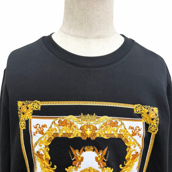 極美品□VERSACE ヴェルサーチ 2022年製 メデューサ アームロゴプリント 長袖 トレーナー スウェットシャツ ブラック L 正規品 メンズ